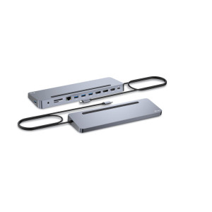 i-tec C31FLAT2PDPRO base & duplicador de portas Com fios USB 3.2 Gen 1 (3.1 Gen 1) Type-C Prateado