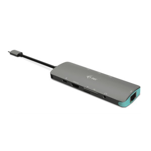 i-tec Metal C31NANODOCKLANPD base & duplicador de portas Com fios USB 3.2 Gen 1 (3.1 Gen 1) Type-C Prateado, Turquesa