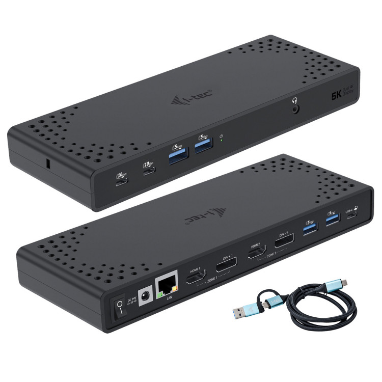 i-tec CADUA4KDOCKPDL2 base & duplicador de portas Com fios USB 3.2 Gen 1 (3.1 Gen 1) Type-C Preto