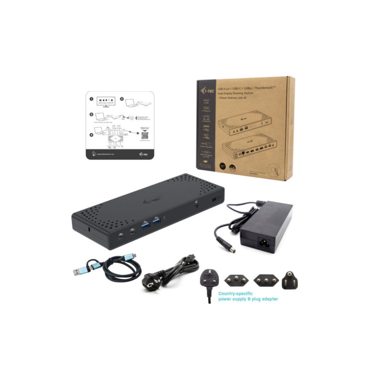 i-tec CADUA4KDOCKPDL2 base & duplicador de portas Com fios USB 3.2 Gen 1 (3.1 Gen 1) Type-C Preto