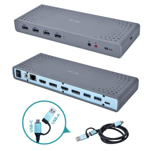 i-tec CADUAL4KDOCK base & duplicador de portas Com fios USB 3.2 Gen 1 (3.1 Gen 1) Type-C Preto, Turquesa