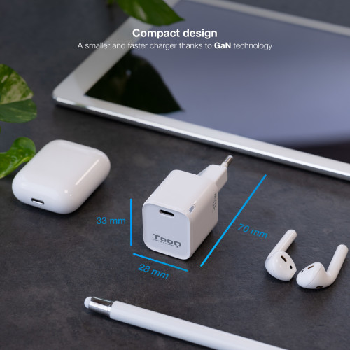 TooQ TQWC-GANPD30WT carregador de dispositivos móveis Universal Branco AC Carregamento rápido Interior TooQ TQWC-GANPD30WT carregador de dispositivos móveis Universal Branco AC Carregamento rápido Interior