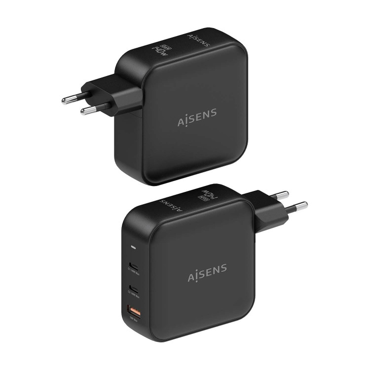 AISENS ASCH-140W3P031-BK carregador de dispositivos móveis Universal Preto AC Carregamento rápido Interior