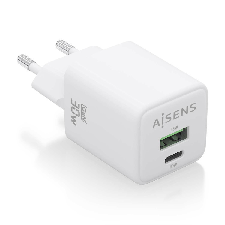 AISENS ASCH-30W2P037-W carregador de dispositivos móveis Universal Branco AC Carregamento rápido Interior