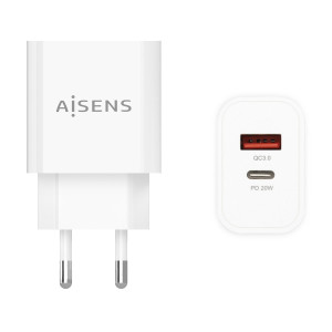 AISENS A110-0681 carregador de dispositivos móveis Câmara digital, Telemóvel, Computador portátil, Smartphone, Tablet Branco AC