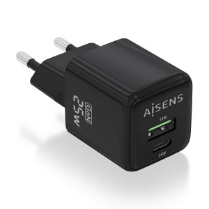 AISENS ASCH-25W2P015-BK carregador de dispositivos móveis Universal Preto AC Carregamento rápido Interior