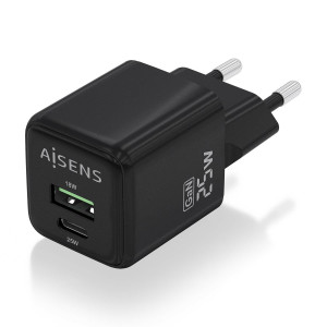 AISENS ASCH-25W2P015-BK carregador de dispositivos móveis Universal Preto AC Carregamento rápido Interior 2