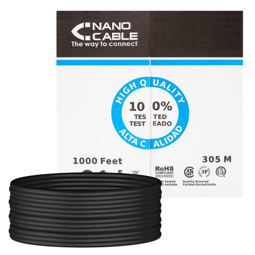 Nanocable 10.20.0304-EXT-BK cabo de rede Preto 305 m Cat5e U UTP (UTP) Nanocable 10.20.0304-EXT-BK cabo de rede Preto 305 m Cat5e U UTP (UTP)