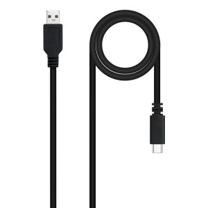 Nanocable USB 2.0, 1m cabo USB USB C USB A Preto