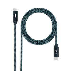 Nanocable 10.01.4302-COMB cabo USB USB4 Gen 2x2 2 m USB C Verde-azulado, Preto, Cinzento