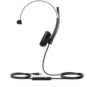 Yealink UH34 Mono Teams Auscultadores Com fios Fita de cabeça Escritório Call center USB Type-A Preto