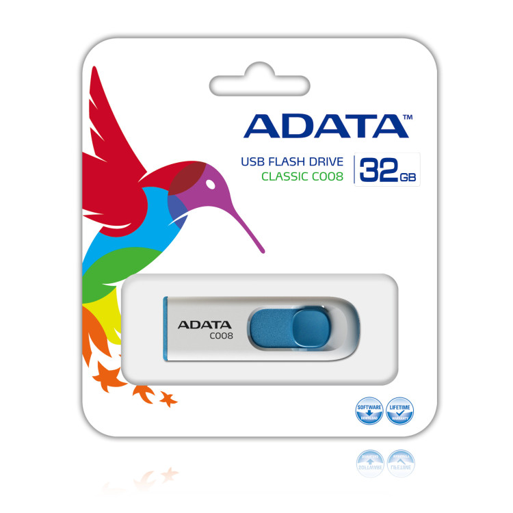 ADATA 32GB C008 unidade de memória USB USB Type-A 2.0 Azul, Branco