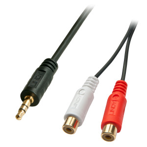 Lindy 35678 cabo de áudio 0,25 m 2 x RCA 3.5mm Preto, Vermelho, Branco