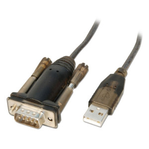Lindy 42855 cabo de série Cinzento, Transparente 1,5 m USB Type-A RS-232
