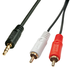 Lindy 35681 cabo de áudio 2 m 3.5mm 2 x RCA Preto, Vermelho, Branco