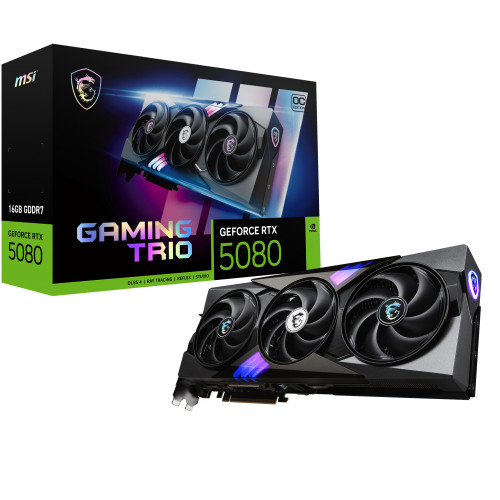 MSI GAMING GEFORCE RTX 5080 16G TRIO OC placa de vídeo NVIDIA 16 GB GDDR7 MSI GAMING GEFORCE RTX 5080 16G TRIO OC placa de vídeo NVIDIA 16 GB GDDR7