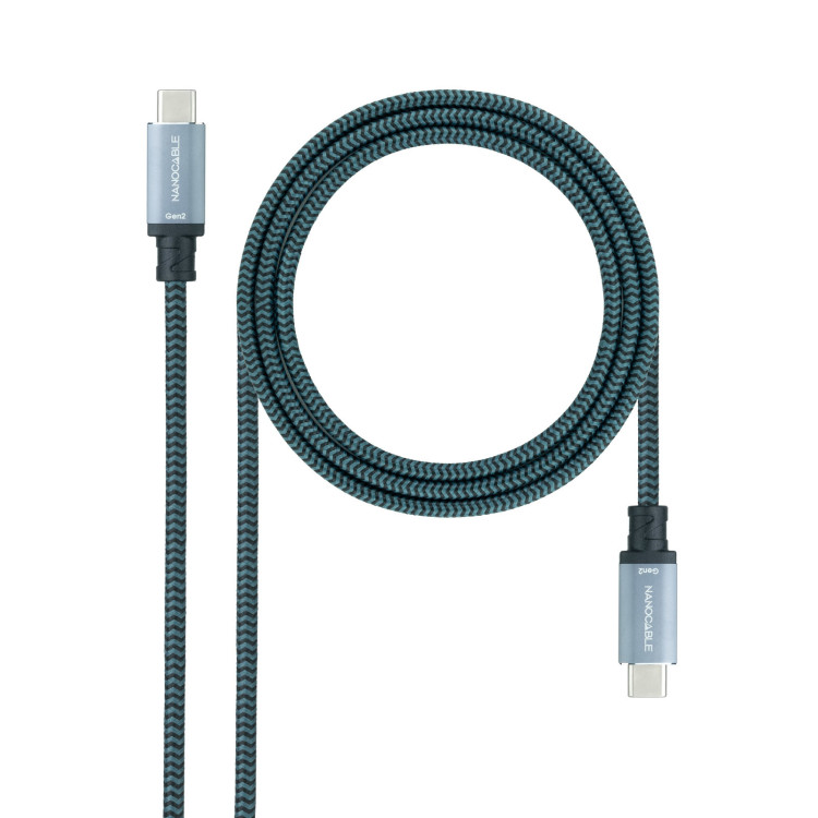 Nanocable 10.01.4101-L150-COMB cabo USB USB 3.2 Gen 2 (3.1 Gen 2) 1,5 m USB C Preto, Cinzento