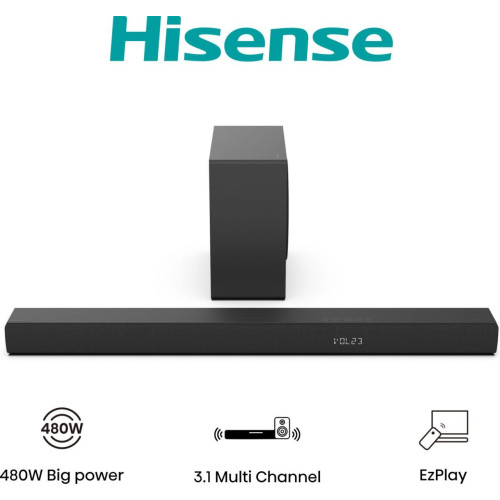 Hisense HS3100 Preto 3.1 canais 480 W Hisense HS3100 Preto 3.1 canais 480 W