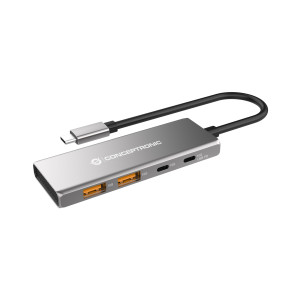 Conceptronic HUBBIES15G hub de interface USB 3.2 Gen 2 (3.1 Gen 2) Type-C 10000 Mbit s Cinzento