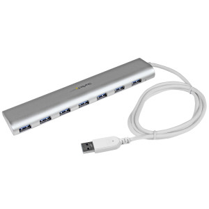 StarTech.com ST73007UA hub de interface USB 3.2 Gen 1 (3.1 Gen 1) Type-A 5000 Mbit s Prateado, Branco