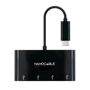 Nanocable 10.16.4401-BK hub de interface USB 3.2 Gen 1 (3.1 Gen 1) Type-C Preto