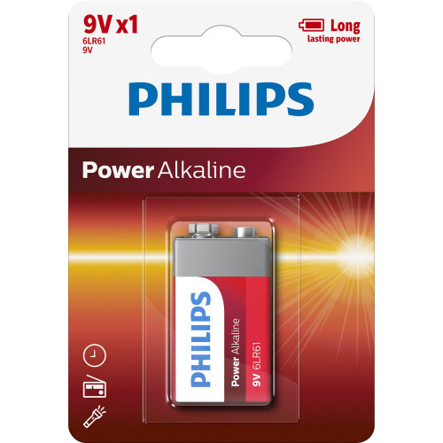 Philips Power Alkaline Pilha 6LR61P1B 10 Philips Power Alkaline Pilha 6LR61P1B 10