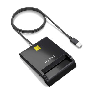 AISENS ASCR-SN06-BK leitor de smart card Interior USB USB 2.0 Preto