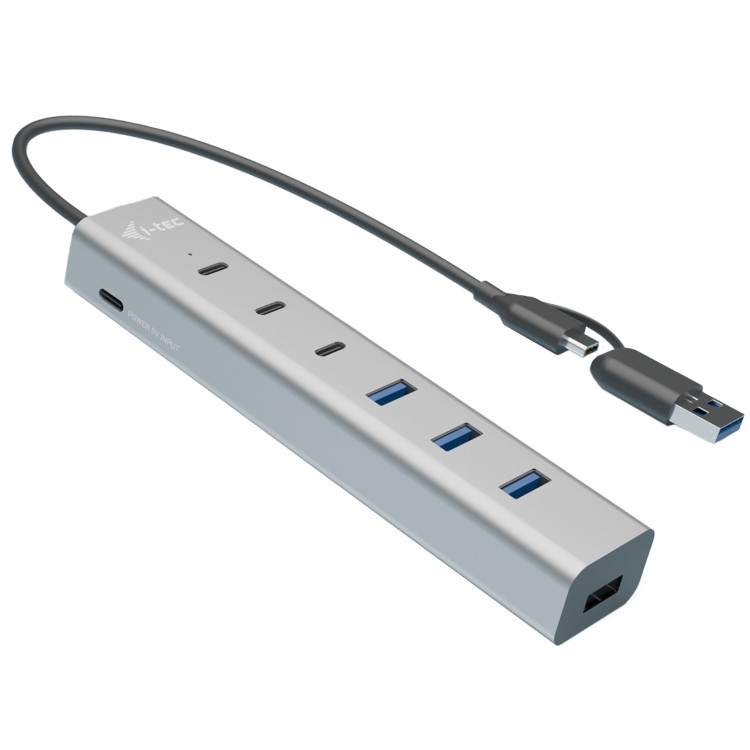 i-tec CAHUBMETAL7 hub de interface USB 3.2 Gen 1 (3.1 Gen 1) Type-A + Type-C 5 Mbit s Cinzento