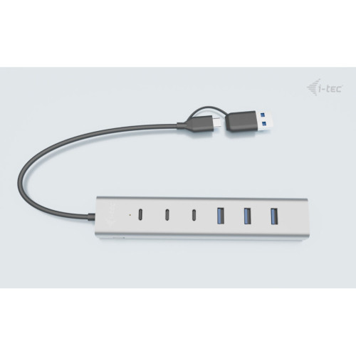 i-tec CAHUBMETAL7 hub de interface USB 3.2 Gen 1 (3.1 Gen 1) Type-A + Type-C 5 Mbit s Cinzento i-tec CAHUBMETAL7 hub de interface USB 3.2 Gen 1 (3.1 Gen 1) Type-A + Type-C 5 Mbit s Cinzento
