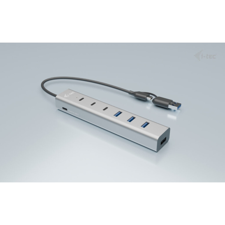 i-tec CAHUBMETAL7 hub de interface USB 3.2 Gen 1 (3.1 Gen 1) Type-A + Type-C 5 Mbit s Cinzento