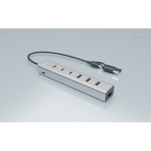 i-tec CAHUBMETAL7 hub de interface USB 3.2 Gen 1 (3.1 Gen 1) Type-A + Type-C 5 Mbit s Cinzento i-tec CAHUBMETAL7 hub de interface USB 3.2 Gen 1 (3.1 Gen 1) Type-A + Type-C 5 Mbit s Cinzento