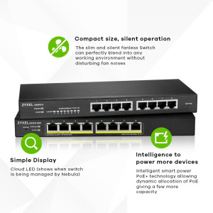 Zyxel GS1915-8EP Gerido L2 Gigabit Ethernet (10 100 1000) Power over Ethernet (PoE) Preto 2