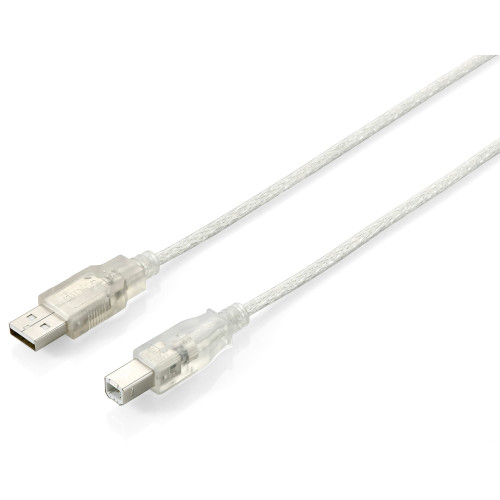 Equip 128653 Cabo USB 2.0 Tipo A para Tipo B, 1,0 m , Prata transparente Equip 128653 Cabo USB 2.0 Tipo A para Tipo B, 1,0 m , Prata transparente
