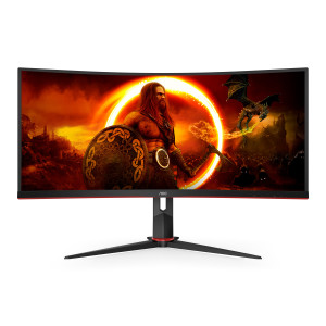AOC G2 CU34G2XP monitor de ecrã 86,4 cm (34") 3440 x 1440 pixels UltraWide Quad HD LED Preto, Vermelho