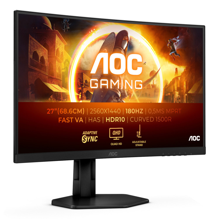 AOC G4 CQ27G4X monitor de ecrã 68,6 cm (27") 2560 x 1440 pixels Quad HD LCD Preto