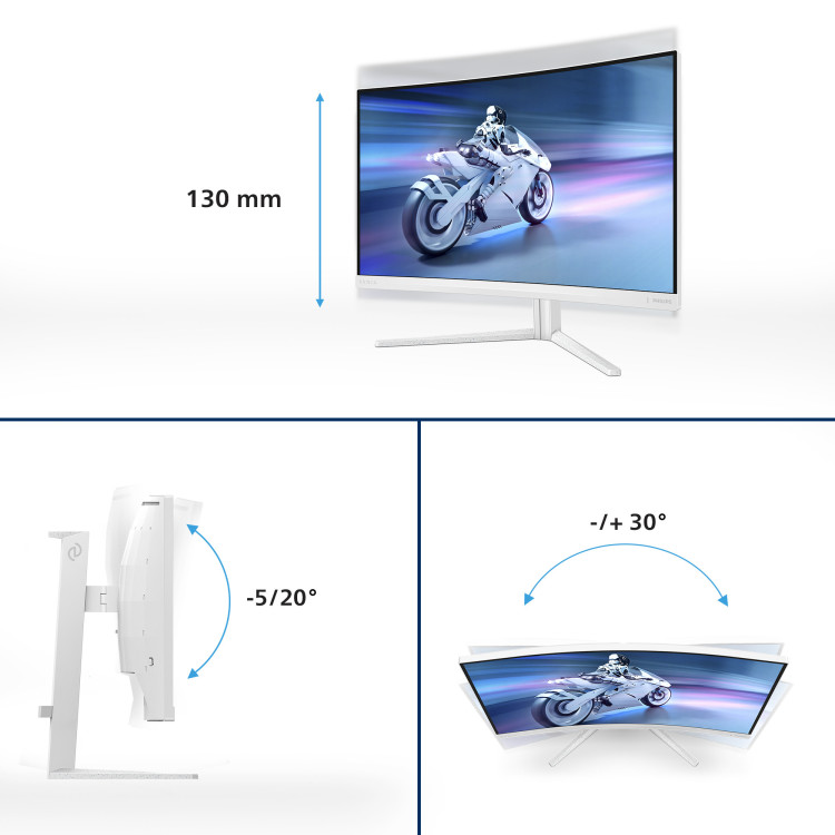 Philips Evnia 5000 27M2C5501 00 monitor de ecrã 68,6 cm (27") 2560 x 1440 pixels Quad HD LCD Branco