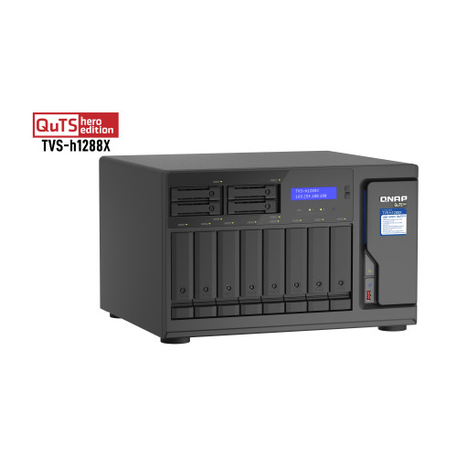 QNAP TVS-h1288X NAS Tower Intel® Xeon® W-1250 16 GB DDR4 0 TB QuTS hero Preto QNAP TVS-h1288X NAS Tower Intel® Xeon® W-1250 16 GB DDR4 0 TB QuTS hero Preto