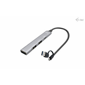 i-tec CAHUBMETALMINI4 hub de interface USB 3.2 Gen 1 (3.1 Gen 1) Type-A + Type-C 5000 Mbit s Prateado