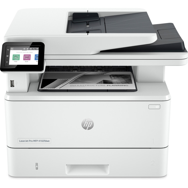 HP LaserJet Pro 4102fdwe Sem fios Multifunction Preto e branco Impressora, Copiadora, Scanner Frente e verso