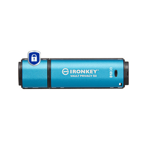 Kingston Technology IronKey Vault Privacy 50 unidade de memória USB 512 GB USB Type-A 3.2 Gen 1 (3.1 Gen 1) Preto, Azul Kingston Technology IronKey Vault Privacy 50 unidade de memória USB 512 GB USB Type-A 3.2 Gen 1 (3.1 Gen 1) Preto, Azul