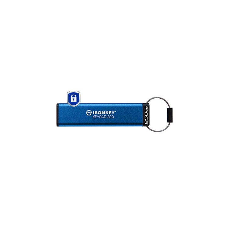 Kingston Technology IronKey Keypad 200 unidade de memória USB 256 GB USB Type-A 3.2 Gen 1 (3.1 Gen 1) Azul