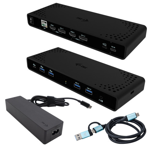 i-tec CADUA4KDOCKPDB100 base & duplicador de portas Com fios USB 3.2 Gen 1 (3.1 Gen 1) Type-C Preto