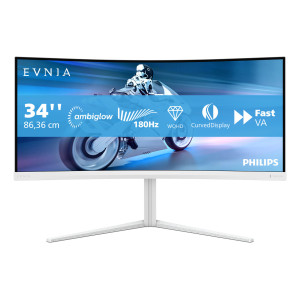 Philips Evnia 5000 34M2C5501A 00 monitor de ecrã 86,4 cm (34") 3440 x 1440 pixels Wide Quad HD LCD Branco