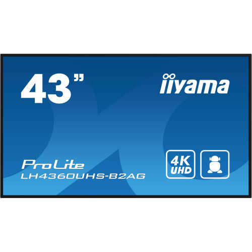 iiyama LH4360UHS-B2AG ecrã de sinalização Quadro digital 108 cm (42.5") LED Wi-Fi 500 cd m² 4K Ultra HD Preto Processador iiyama LH4360UHS-B2AG ecrã de sinalização Quadro digital 108 cm (42.5") LED Wi-Fi 500 cd m² 4K Ultra HD Preto Processador