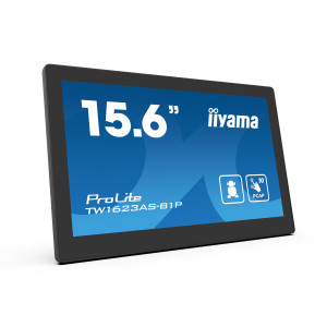 iiyama TW1623AS-B1P ecrã de sinalização Plasma interativo 39,6 cm (15.6") Wi-Fi 450 cd m² Double Full HD Preto Ecrã táctil