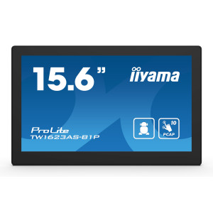 iiyama TW1623AS-B1P ecrã de sinalização Plasma interativo 39,6 cm (15.6") Wi-Fi 450 cd m² Double Full HD Preto Ecrã táctil 2