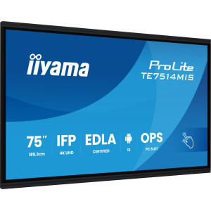 iiyama PROLITE TE7514MIS-B2AG Plasma digital 190,5 cm (75") LCD Wi-Fi 435 cd m² 4K Ultra HD Preto Ecrã táctil Processador 2