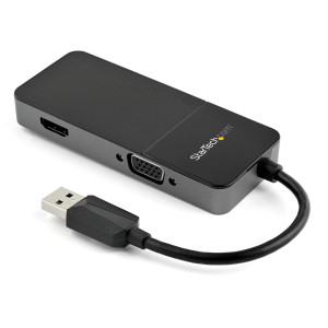 StarTech.com USB32HDVGA adaptador gráfico USB 3840 x 2160 pixels Preto, Prateado