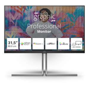 AOC U3 U32U3CV monitor de ecrã 80 cm (31.5") 3840 x 2160 pixels 4K Ultra HD LCD Preto
