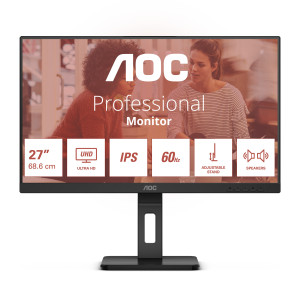 AOC E3 U27E3UF monitor de ecrã 68,6 cm (27") 3840 x 2160 pixels 4K Ultra HD LED Preto
